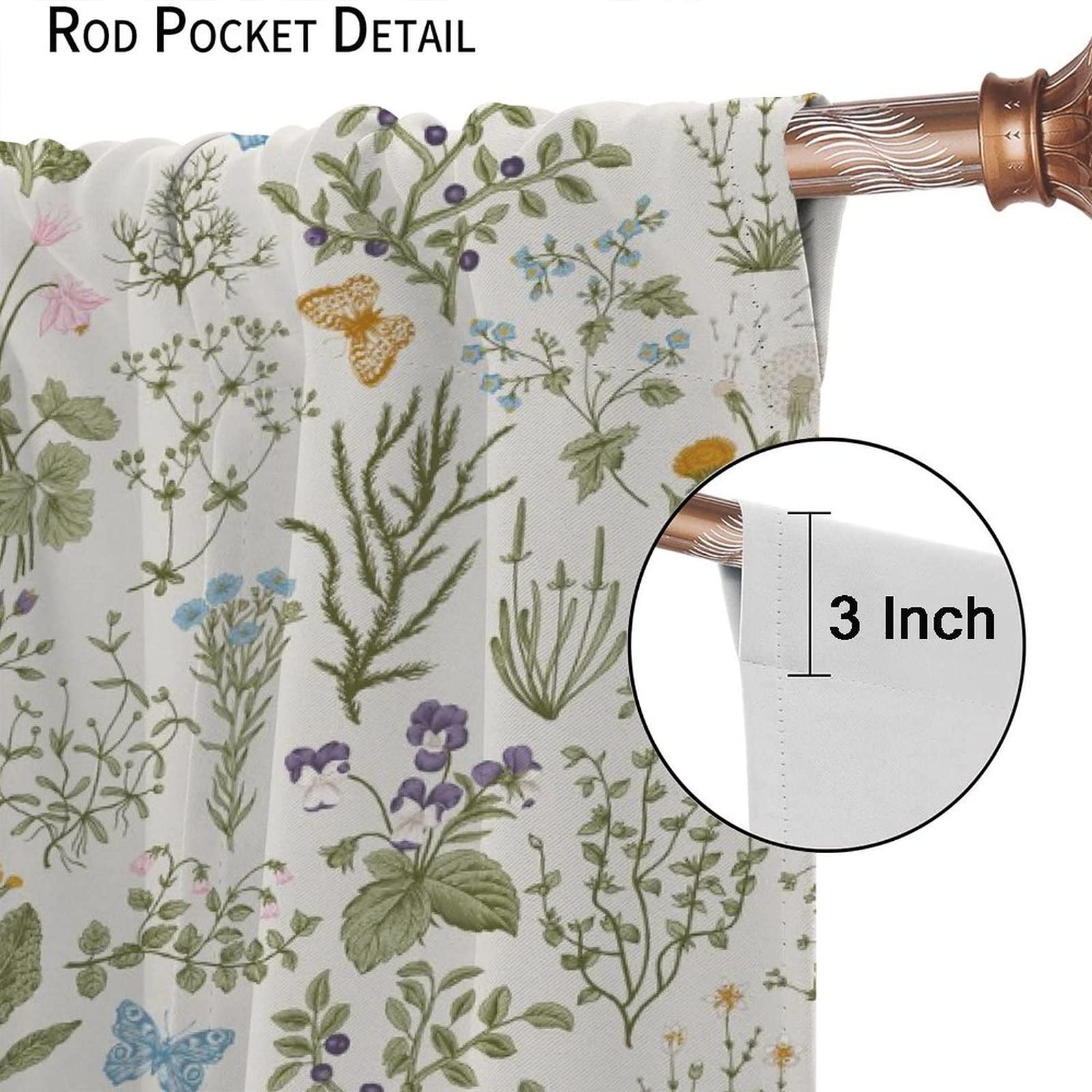 Amazon｜GoDazzling 花柄遮光カーテン ヴィンテージガーデン 植物